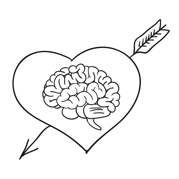 Valentine card with brain. vector — Stock Vector