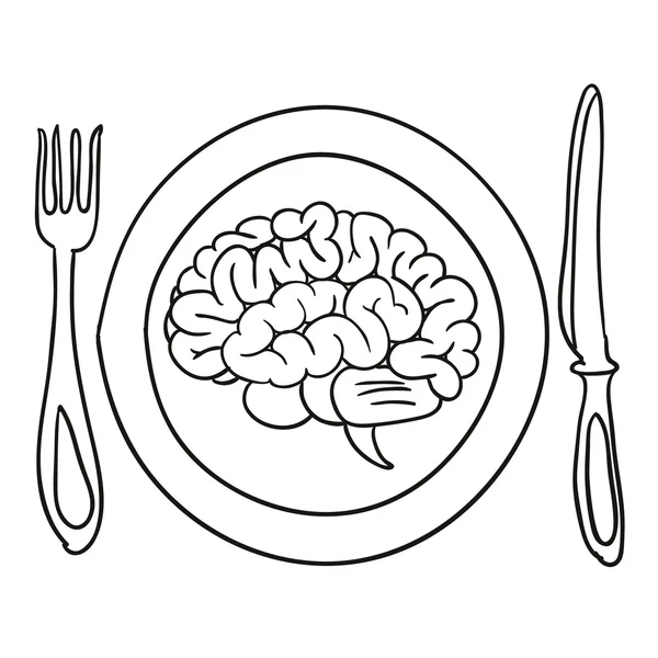 Cervello su un piatto. vettore — Vettoriale Stock