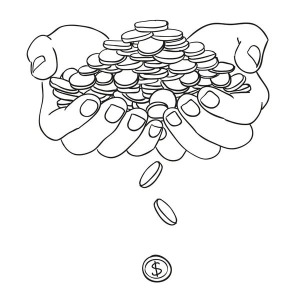 Τα χέρια και χρήματα doodle — Διανυσματικό Αρχείο