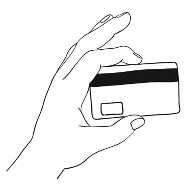 kredi kartı elinde. vektör doodle