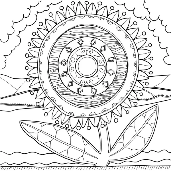 Ornamento mandala preto e branco. Padrão desenhado à mão — Vetor de Stock