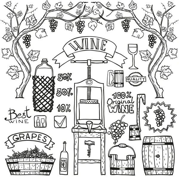 Infografías de vinos vectoriales con ilustraciones Diseño enológico . — Vector de stock