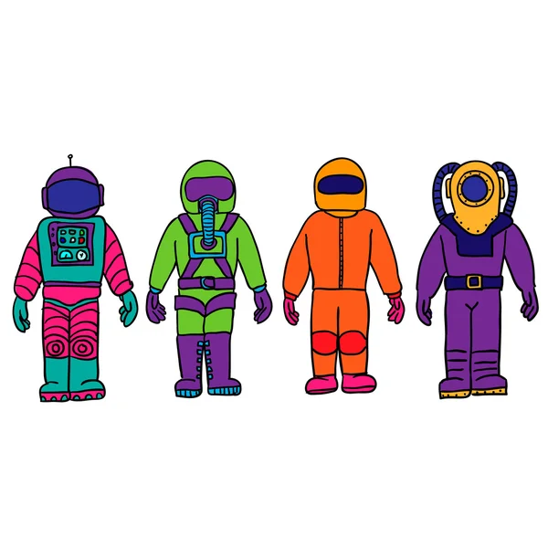 Karikatür tarzı farklı mesleklerden insanlar kümesi.