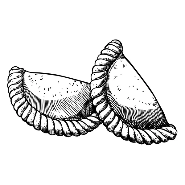 Zwei Empanadas. Handgezeichnete Illustration — Stockvektor