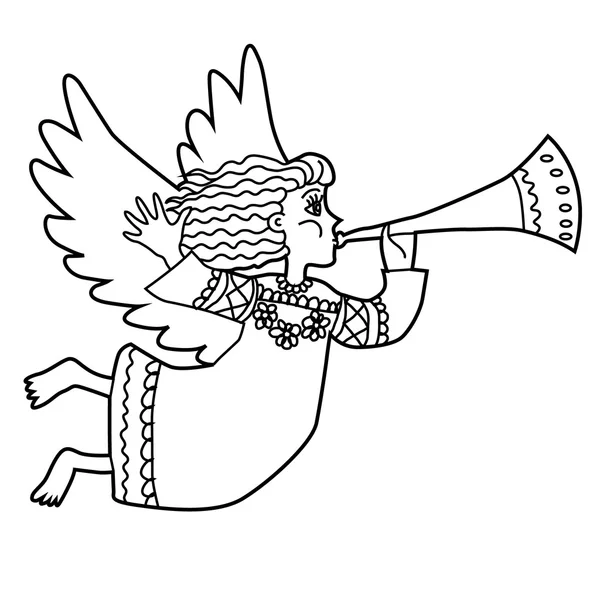 Anjo de Natal com cachimbo. Ilustração vetorial — Vetor de Stock