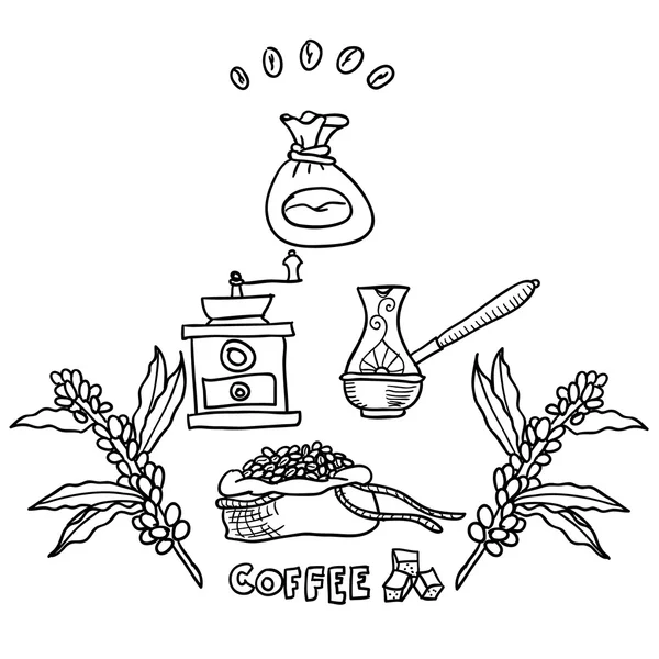 Caffè. Illustrazione disegnata a mano. Vettore — Vettoriale Stock