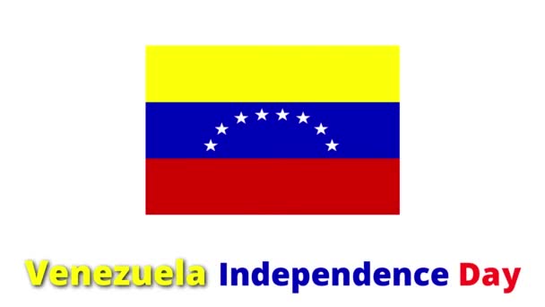 Feliz Día Independencia Bandera Nacional Venezuela Con Efectos Especiales Esta — Vídeos de Stock