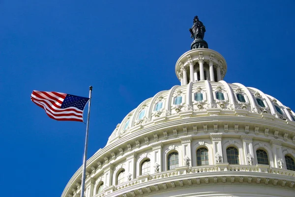 November 2020 Washington American Flag Front Capitol Hill Washington Dome — Stock Photo, Image