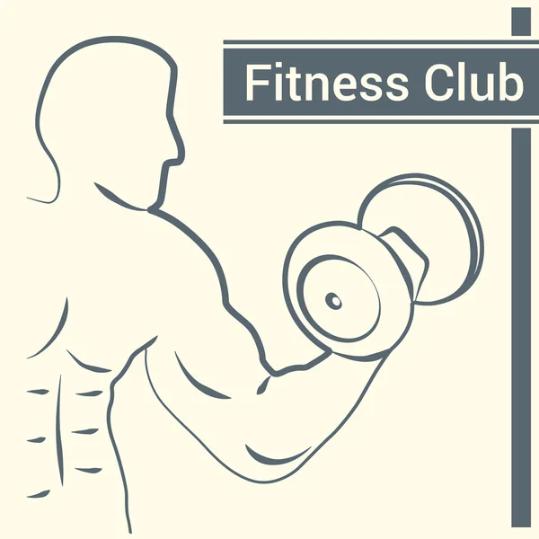 Fitness club logo with a silhouette of a man — Stock Vector