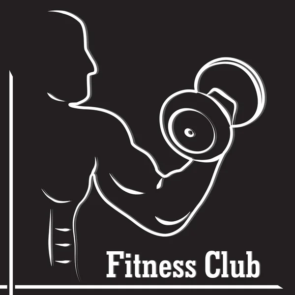 Logo klub kebugaran dengan siluet seorang pria - Stok Vektor