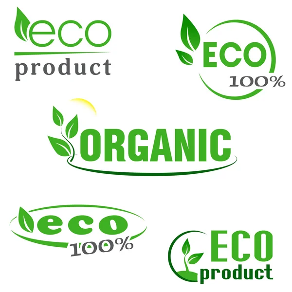 有机，生态，自然产品绿色图标集 — 图库矢量图片#