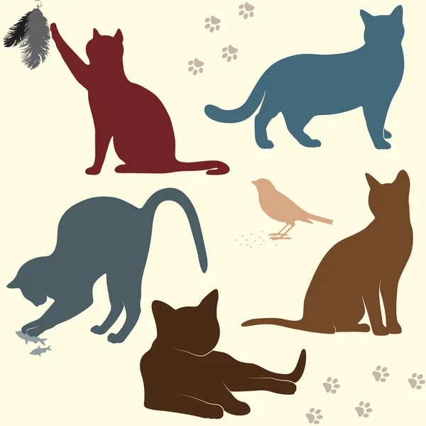 Vector set of cats silhouettes — Stock Vector