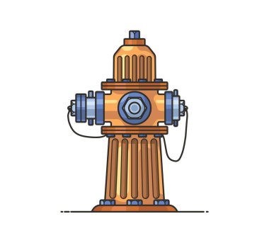 Yangın musluğu vektörü. Beyaz arka planda resim. İtfaiyeciler tarafından alevleri söndürmek için kullanılan alet.