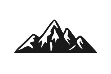 El çizimi dağlar izole edildi. Vector Illustration Kayak Tesisi Logosu. Kamp elementi kış manzarası çizimi