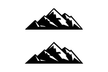 El çizimi dağlar izole edildi. Vector Illustration Kayak Tesisi Logosu. Kamp elementi kış manzarası çizimi