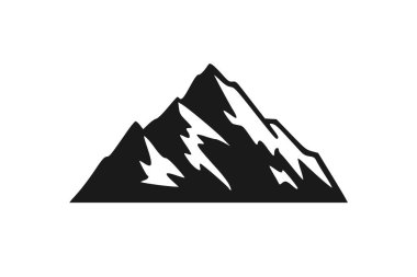 El çizimi dağlar izole edildi. Vector Illustration Kayak Tesisi Logosu. Kamp elementi kış manzarası çizimi