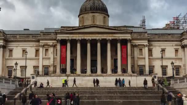 The National Gallery Time-Lapse in London at the Trafalgar Square — Stock Video