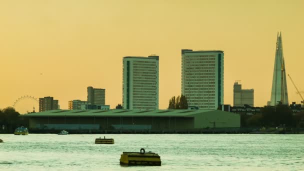 London Sonnenuntergang, Themse, Scherbe, Blick vom Greenwich — Stockvideo