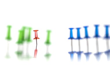 Red blended with green pins