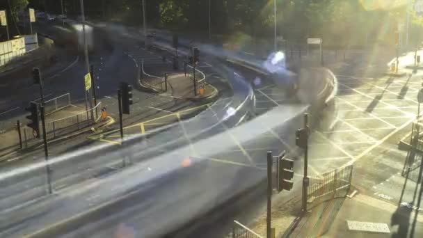 Kruispunt time-lapse in zonsondergang, Londen — Stockvideo