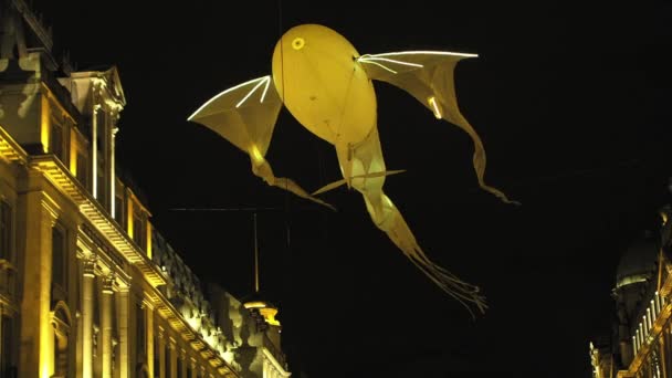 London, UK - January, 17: Lumiere Light Festival London, Lumineoles in 2016. — Stock Video