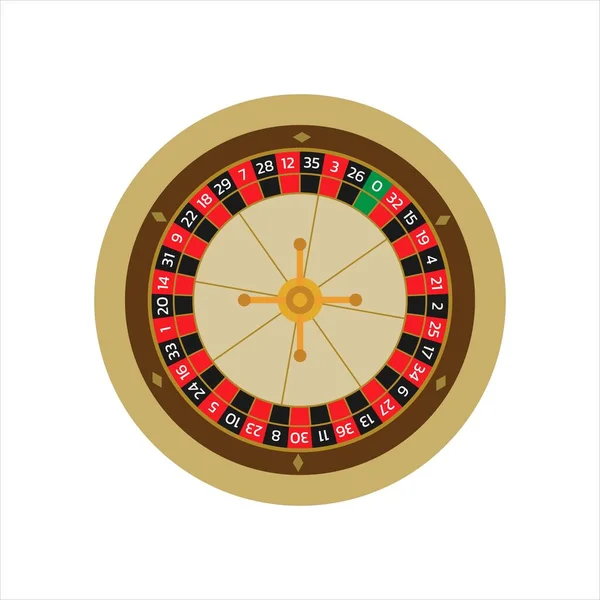 Rueda Ruleta Europea Casino Línea Ilustración Vectorial Estilo Plano Aislada — Archivo Imágenes Vectoriales