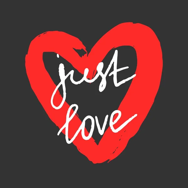Dia Dos Namorados Apenas Amor Coração Vermelho Design Impressão Para — Vetor de Stock