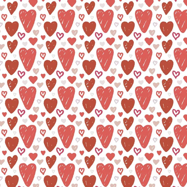 Nahtloses Muster Valentinstag Hintergrund Mit Modernen Herzen Scrapbooking Papier Vektorillustration — Stockvektor
