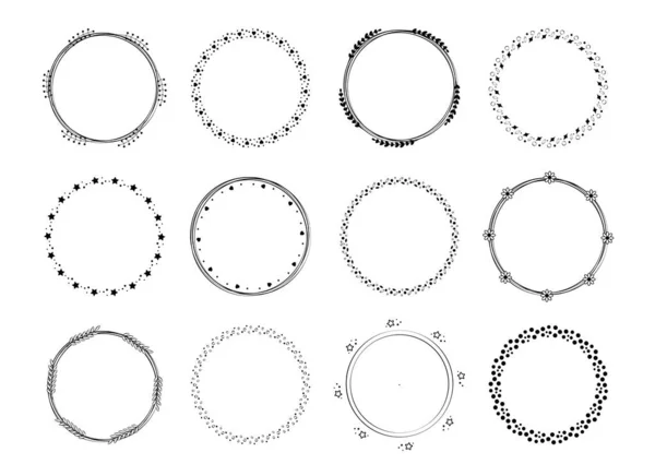 Ensemble Cadres Couronnes Lauriers Modèles Vintage Éléments Pour Mariage Vacances — Image vectorielle