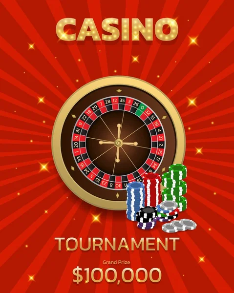 Torneo Casino Ruleta Banner Fichas Puede Utilizar Como Folleto Póster — Archivo Imágenes Vectoriales