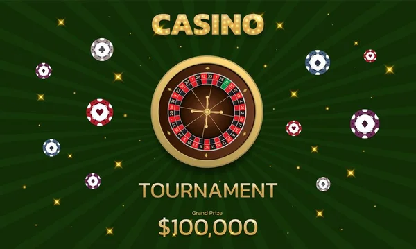 Torneo Casino Ruleta Fichas Puede Utilizar Como Folleto Póster Banner — Archivo Imágenes Vectoriales