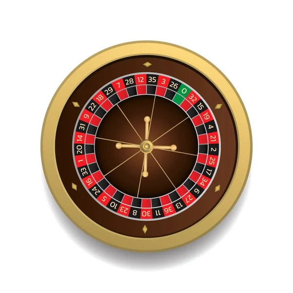 ヨーロッパのルーレットホイールオンラインカジノ 現実的なスタイルのベクトル図は白い背景に隔離された — ストックベクタ