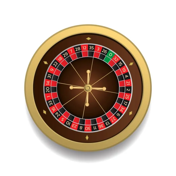 Rueda Ruleta Europea Casino Línea Ilustración Vectorial Estilo Realista Aislada — Archivo Imágenes Vectoriales