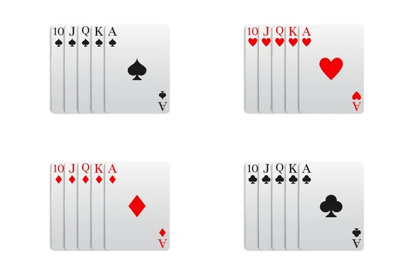 Casino Póquer Combinados Con Una Combinación Royal Flush Todos Los — Vector de stock