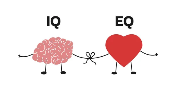 Quotient Émotionnel Intelligence Concept Cœur Cerveau Conflit Entre Émotions Pensée — Image vectorielle