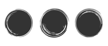 Çember fırça darbeleri, tasarım logosu, pankart için el çizimi çerçeve. Vektör illüstrasyonu beyaz arkaplanda izole edildi.