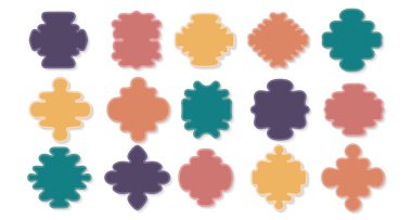 Bir sürü renkli etiket ve etiket. Tasarım elementleri için şablon, hazır çerçeveler. Vektör illüstrasyonu beyaz arkaplanda izole edildi.