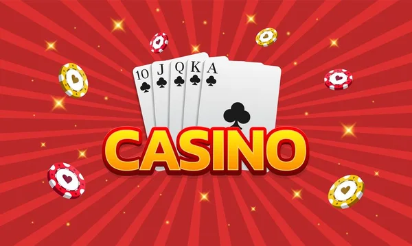 カジノ ポーカー ゲームカード チップ チラシ ポスター 広告用バナーとして使用できます ベクターイラスト — ストックベクタ
