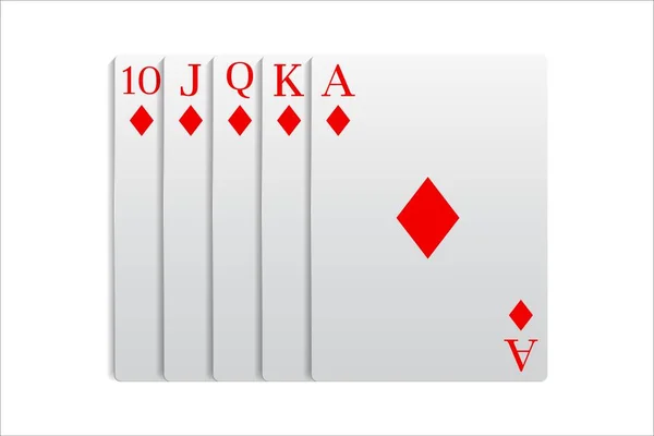 Kasino Poker Kombinaci Royal Flush Kombinací Vektorová Ilustrace — Stockový vektor