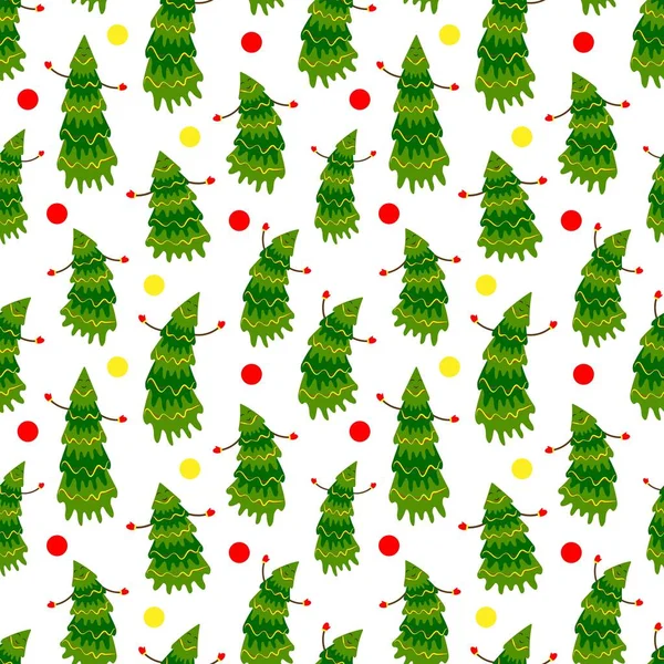 Χριστούγεννα Απρόσκοπτη Μοτίβο Στοιχεία Του Χαρούμενα Δέντρα Εικονογράφηση Διανύσματος Απομονωμένη — Διανυσματικό Αρχείο