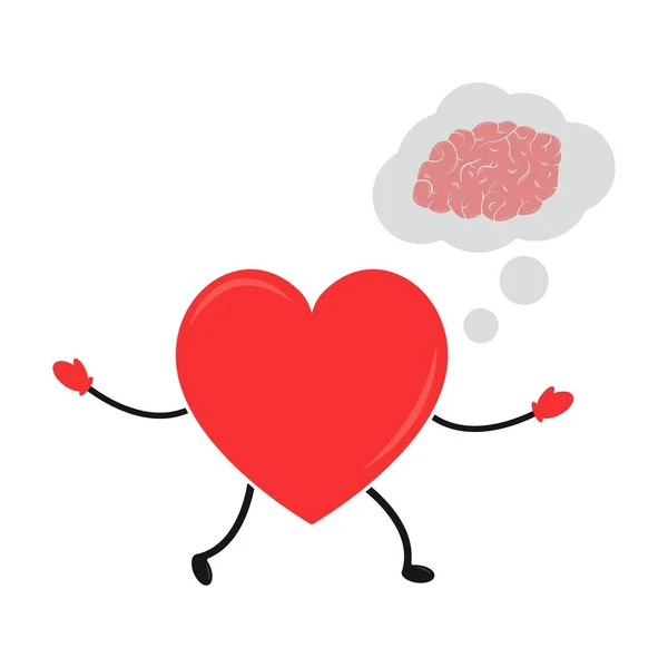 Quotient Émotionnel Intelligence Coeur Style Dessin Animé Conflit Entre Émotions — Image vectorielle