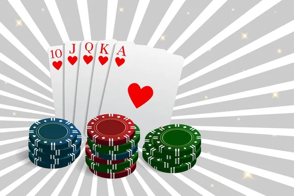 Καζίνο Και Μάρκες Πόκερ Συνδυασμό Ένα Χέρι Royal Flush Εικονογράφηση — Διανυσματικό Αρχείο