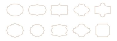 Klasik etiketler ve etiketler seti. Tasarım elementleri için şablon, hazır çerçeveler. Vektör illüstrasyonu beyaz arkaplanda izole edildi.