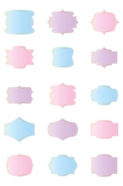 Bir dizi modaya uygun vintage etiketler. Tasarım çerçevesi şablonu. Vektör illüstrasyonu beyaz arkaplanda izole edildi.