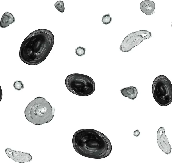抽象ベクトルシームレスパターン インク滴や顕微鏡サンプルを模倣した黒と灰色の滴 — ストックベクタ