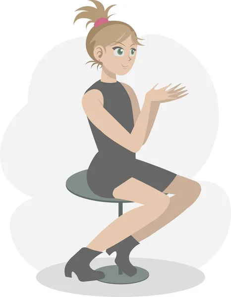 Young Beautiful Model Sitting Stool She Has Messy Ponytail Fuchsia Royalty Free Stock Illustrations