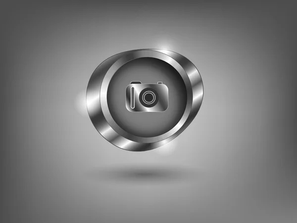 Bouton argent 3D — Image vectorielle