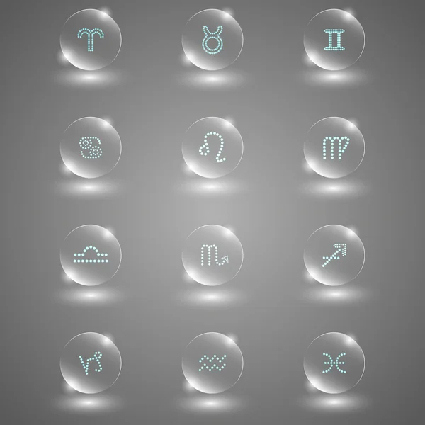 Botones de cristal zodiaco — Vector de stock