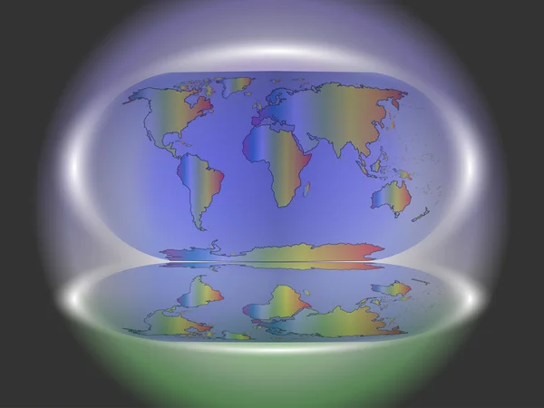 Carte du monde multicolore sur un fond — Image vectorielle