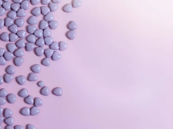 Фиолетовый конфеты фон сердца. Поздравительная открытка. Монохром. — стоковое фото